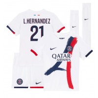 Stroje piłkarskie Paris Saint-Germain Lucas Hernandez #21 Koszulka Wyjazdowej dla dzieci 2024-25 Krótki Rękaw (+ szorty)